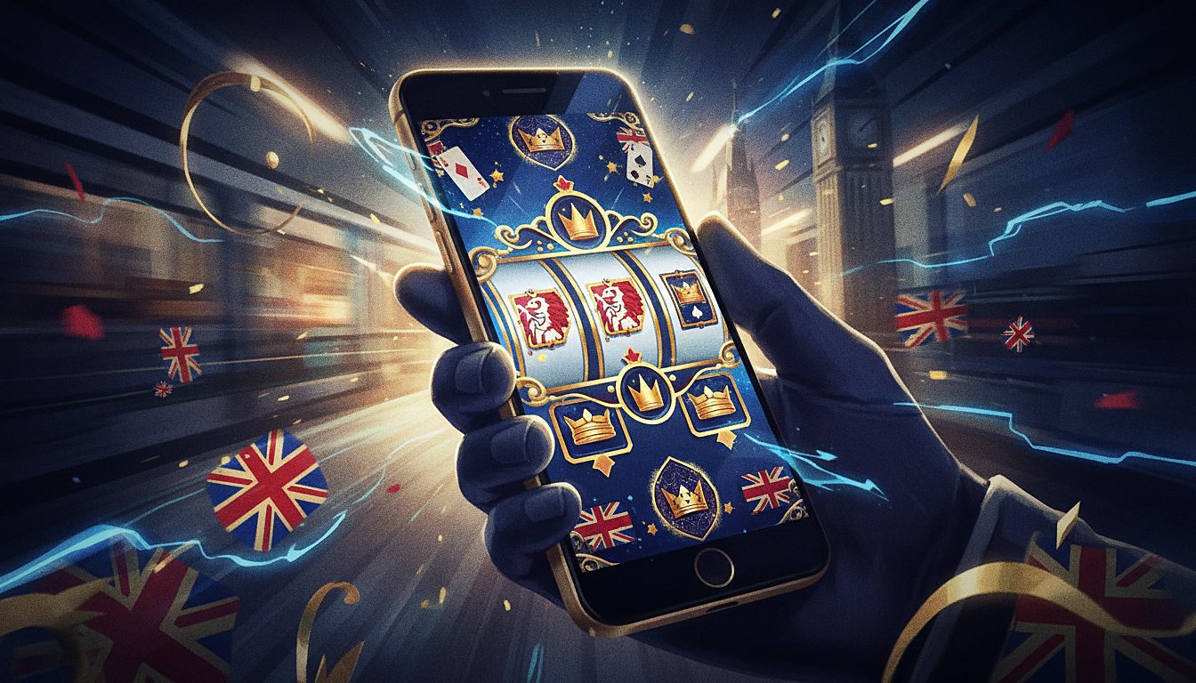 smartphone glowing with a casino game screen, on-the-go theme